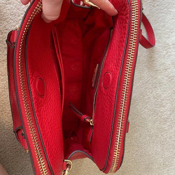 AuthenticTory Burch Robinson Small Red (Kir Royal) Pebbled Leather Satchel - EUC - Picture 6 of 8